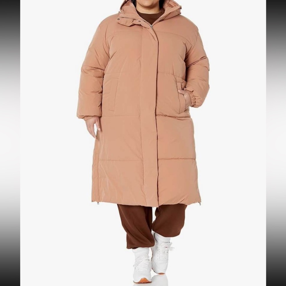 Amazon Essentials Light Brown Puffer Jacket NWT - image 2